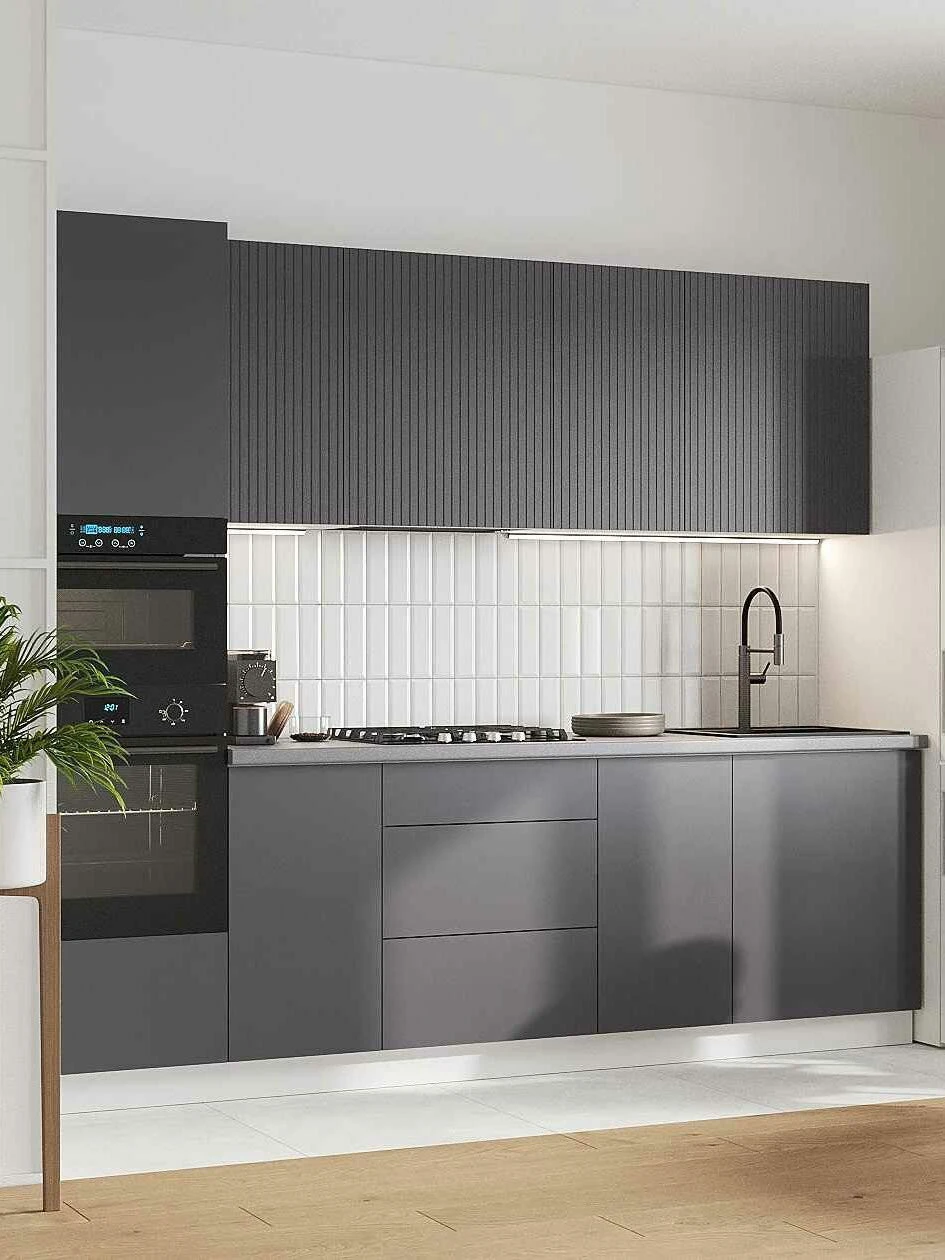Кухонный гарнитур Комби 2.6 м, мебель для дома и кухни, Белый / Графит